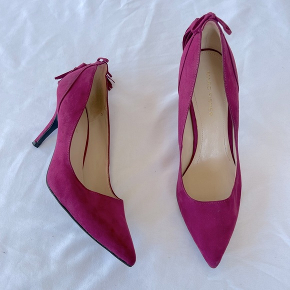 Marc Fisher TAMMYE2-R Tassel Pumps Suede Pointy Toe High Heels - Picture 2 of 10